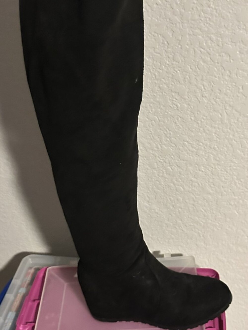 Knee High Suede Boot with Zippers